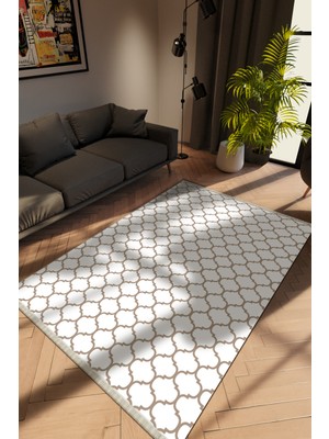 Modern Gri Dijital Baskı Halı Kaydırmaz Ince Yıkanabilir