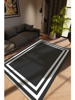 Modern Gri Dijital Baskı Halı Kaydırmaz Ince Yıkanabilir