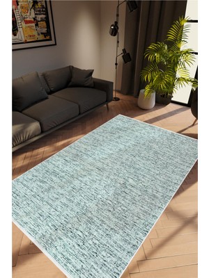 10 Post Online Salon Halısı Modern Eskitme Mavi Kaydırmaz Kesme Yıkanabilir Ince Halı Tüysüz Kilim