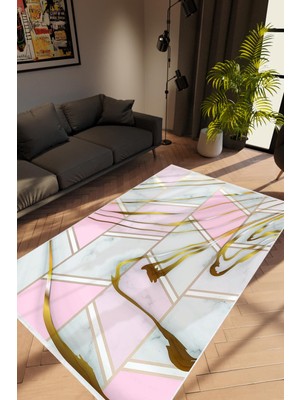 10 Post Online Salon Halısı Taş Mermer Modern Mor Mavi Pembe Metalik Kaydırmaz Yıkanabilir Ince Halı Tüysüz Kilim