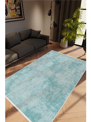 10 Post Online Salon Halısı Modern Eskitme Mavi Kaydırmaz Kesme Yıkanabilir Ince Halı Tüysüz Kilim