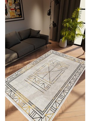 10 Post Online Salon Halısı Modern Geometrik Gri Kaydırmaz Kesme Yıkanabilir Ince Halı Tüysüz Kilim