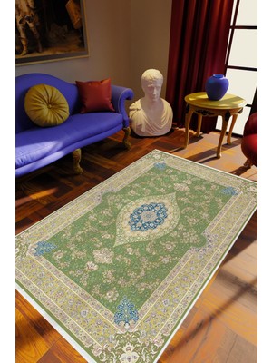 10 Post Online Salon Halısı Eskitme Yeşil Kahverengi Lacivert Kaydırmaz Kesme Yıkanabilir Ince Halı Tüysüz Kilim