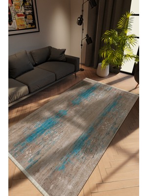 10 Post Online Modern Eskitme Vizon Dijital Baskı Halı Kaydırmaz Ince Yıkanabilir