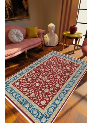 10 Post Online Salon Halısı Eskitme Klasik Bordo Mavi Bej Kaydırmaz Kesme Yıkanabilir Ince Halı Tüysüz Kilim