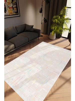 10 Post Online Salon Halısı Modern Eskitme Gri Kaydırmaz Kesme Yıkanabilir Ince Halı Tüysüz Kilim