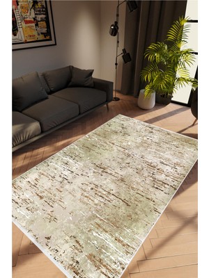 Salon Halısı Doku Eskitme Kahverengi Vizon Kaydırmaz Kesme Yıkanabilir Ince Halı Tüysüz Kilim