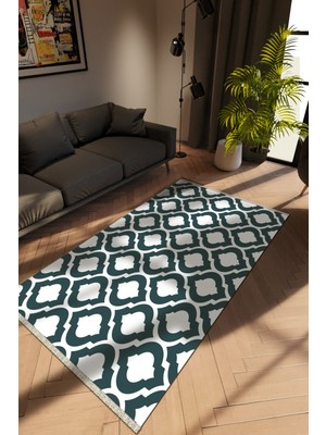 10 Post Online Modern Çizgili Beyaz Dijital Baskı Halı Kaydırmaz Ince Yıkanabilir