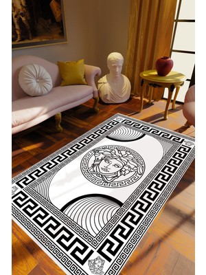 10 Post Online Salon Halısı Klasik Kadın Beyaz Kaydırmaz Kesme Yıkanabilir Ince Halı Tüysüz Kilim