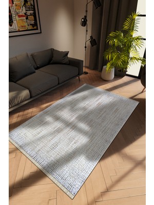 10 Post Online Modern Gri Dijital Baskı Halı Kaydırmaz Ince Yıkanabilir