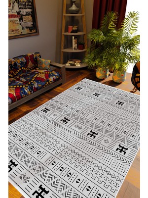 10 Post Online Salon Halısı Otantik Eskitme Gri Kaydırmaz Kesme Yıkanabilir Ince Halı Tüysüz Kilim