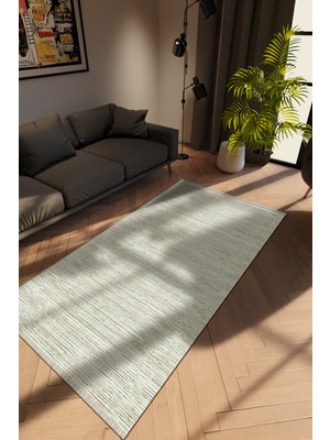 Modern Krem Dijital Baskı Halı Kaydırmaz Ince Yıkanabilir