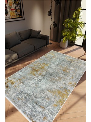 Salon Halısı Doku Eskitme Gri Kaydırmaz Kesme Yıkanabilir Ince Halı Tüysüz Kilim