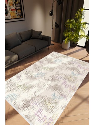 10 Post Online Salon Halısı Modern Eskitme Gri Beyaz Mavi Kaydırmaz Kesme Yıkanabilir Ince Halı Tüysüz Kilim