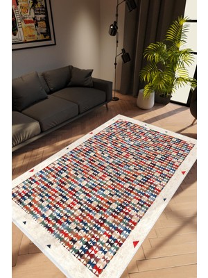 10 Post Online Salon Halısı Modern Retro Bordo Kaydırmaz Kesme Yıkanabilir Ince Halı Tüysüz Kilim