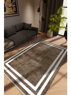 Modern Eskitme Vizon Dijital Baskı Halı Kaydırmaz Ince Yıkanabilir