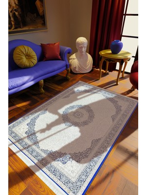 10 Post Online Klasik Gri Dijital Baskı Halı Kaydırmaz Ince Yıkanabilir