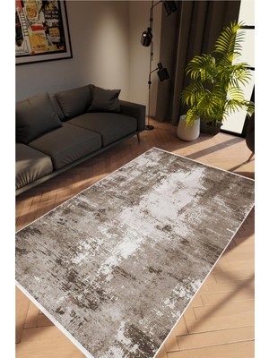 10 Post Online Salon Halısı Doku Eskitme Kahverengi Vizon Kaydırmaz Kesme Yıkanabilir Ince Halı Tüysüz Kilim