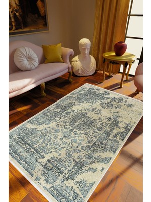 10 Post Online Salon Halısı Klasik Eskitme Bej Gri Krem Kaydırmaz Kesme Yıkanabilir Ince Halı Tüysüz Kilim
