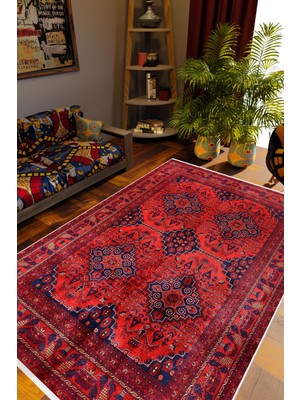 10 Post Online Salon Halısı Otantik Eskitme Bordo Kaydırmaz Kesme Yıkanabilir Ince Halı Tüysüz Kilim