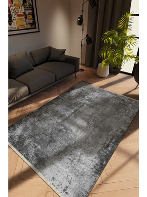 10 Post Online Modern Gri Dijital Baskı Halı Kaydırmaz Ince Yıkanabilir