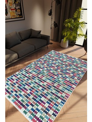 10 Post Online Modern Retro Gri Kaydırmaz Kesme Yıkanabilir Ince Halı