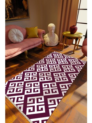 10 Post Online Klasik Mor Dijital Baskı Halı Kaydırmaz Ince Yıkanabilir