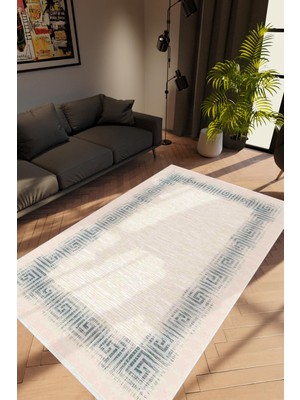 Salon Halısı Modern Klasik Lacivert Krem Mavi Kaydırmaz Kesme Yıkanabilir Ince Halı Tüysüz Kilim
