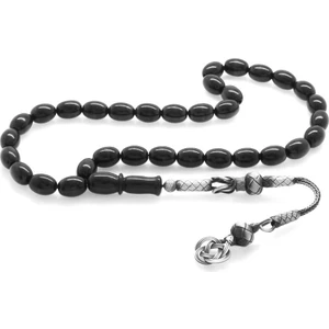 DAVİD BLACK 1000 Ayar Kazaz Püsküllü Gürcistan Oltu Taşı Tesbih