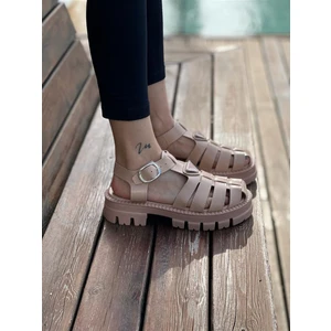 Fancy Nude Tokalı Alçak Taban Kadın Sandalet