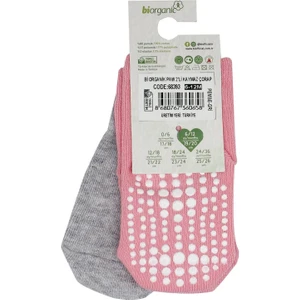 Biorganic Paw 2'li Kaymaz Çorap 68393 Pembe Gri