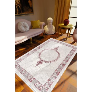 Salon Halısı Salon Halısı Eskitme Bordo Krem Kaydırmaz Kesme Yıkanabilir Ince Halı Tüysüz Kilim