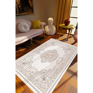 10 Post Online Salon Halısı Figürlü Çiçekli Gri Kaydırmaz Kesme Yıkanabilir Ince Halı Tüysüz Kilim