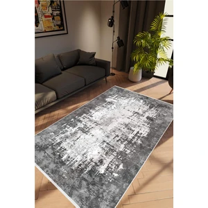 Salon Halısı Doku Eskitme Siyah Gri Kaydırmaz Kesme Yıkanabilir Ince Halı Tüysüz Kilim