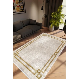 Salon Halısı Modern Çizgili Kahverengi Vizon Kaydırmaz Kesme Yıkanabilir Ince Halı Tüysüz Kilim