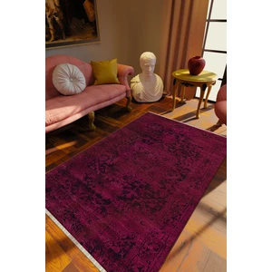 10 Post Online Klasik Eskitme Mor Dijital Baskı Halı Kaydırmaz Ince Yıkanabilir