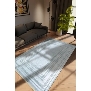 Modern Eskitme Mavi Dijital Baskı Halı Kaydırmaz Ince Yıkanabilir