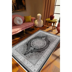 Salon Halısı Klasik Eskitme Gri Kaydırmaz Kesme Yıkanabilir Ince Halı Tüysüz Kilim