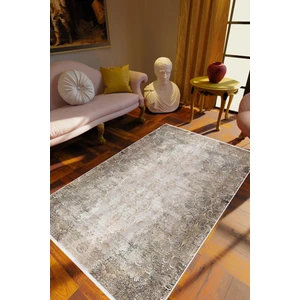 Salon Halısı Klasik Eskitme Gümüş Gri Kaydırmaz Kesme Yıkanabilir Ince Halı Tüysüz Kilim
