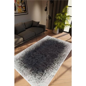 10 Post Online Salon Halısı Doku Eskitme Siyah Gri Kaydırmaz Kesme Yıkanabilir Ince Halı Tüysüz Kilim