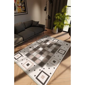 Modern Kahverengi Dijital Baskı Halı Kaydırmaz Ince Yıkanabilir
