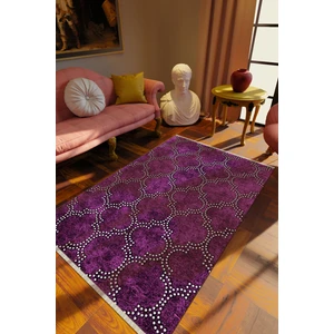Klasik Mor Dijital Baskı Halı Kaydırmaz Ince Yıkanabilir