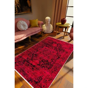 10 Post Online Salon Halısı Klasik Eskitme Kırmızı Bordo Kaydırmaz Kesme Yıkanabilir Ince Halı Tüysüz Kilim