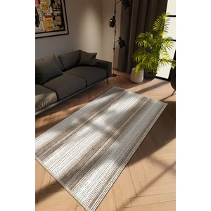 Modern Çizgili Vizon Dijital Baskı Halı Kaydırmaz Ince Yıkanabilir