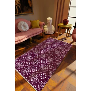 Klasik Mor Dijital Baskı Halı Kaydırmaz Ince Yıkanabilir