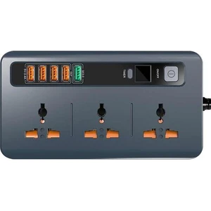 RL-316D Akıllı Priz Akım Korumalı 1,9mt Kablo Üniversal 5 USB 5V-3.4A Qc 3.0 Digital Ekran