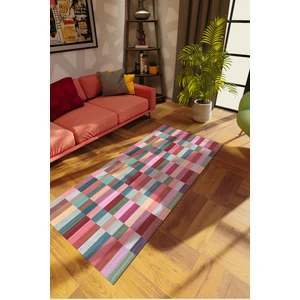 Modern Patchwork Karışık Renkli Dijital Baskı Halı Kaydırmaz Ince Yıkanabilir