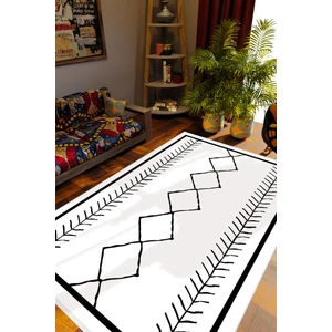 10 Post Online Salon Halısı Otantik Eskitme Beyaz Kaydırmaz Kesme Yıkanabilir Ince Halı Tüysüz Kilim