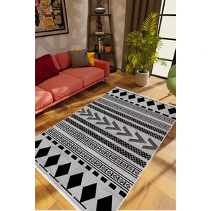 Salon Halısı Otantik Eskitme Gri Siyah Kaydırmaz Kesme Yıkanabilir Ince Halı Tüysüz Kilim