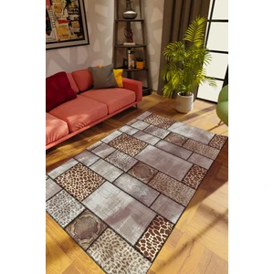 10 Post Online Modern Patchwork Gri Dijital Baskı Halı Kaydırmaz Ince Yıkanabilir